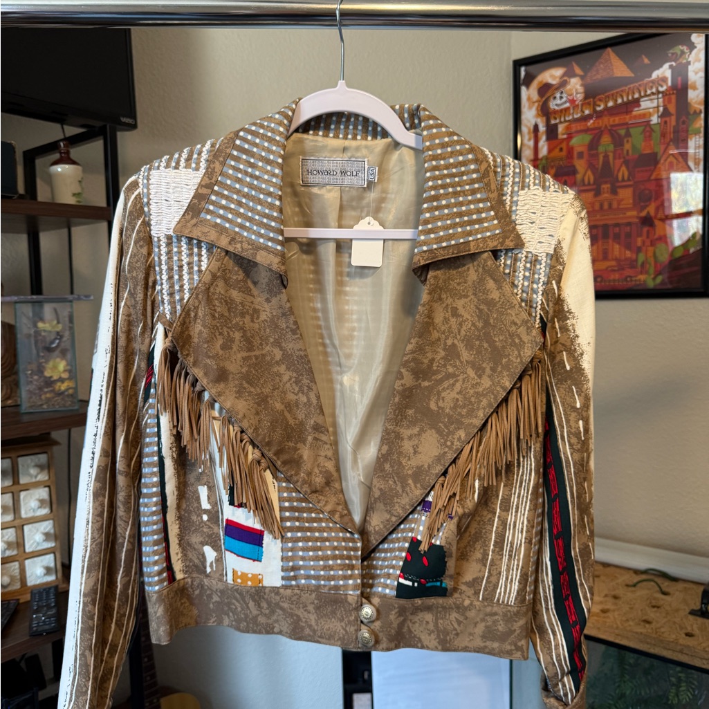 Brown Embellished Fringe Jacket By Howard Wolf